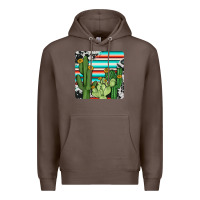 Coffee cactus cowhide coaster Premium Hoodie - JahusDesignShop