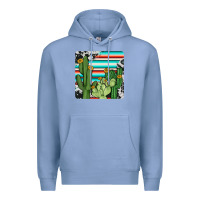 Colony Blue cactus cowhide coaster Premium Hoodie - JahusDesignShop