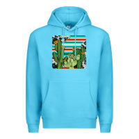 Ocean Blue cactus cowhide coaster Premium Hoodie - JahusDesignShop