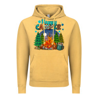 Vintage Mustard happy camper Vintage Hoodie - MaliasSmallBusiness