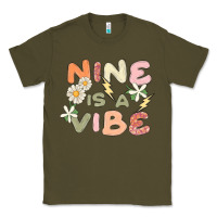 Army Green nine is a vibe Classic Tee - MaliasSmallBusiness
