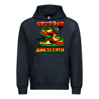 Navy steppin' into juneteenth Urban Hoodie - FaDigitalArtStudio