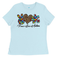 Baby Blue peace love autism1 Ladies Tee - CowhideDigitalArt