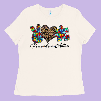 Peace Love Autism1 Ladies Tee Designed By Cowhidedigitalart