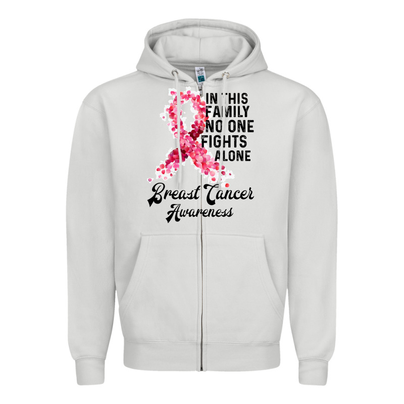 In This Family Fights Alone Breast Cancer Awareness Zipper Hoodie by Bettercallsaul | Teevron