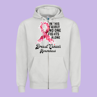 In This Family Fights Alone Breast Cancer Awareness Zipper Hoodie Designed By Bettercallsaul
