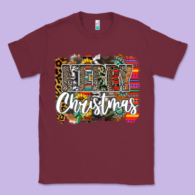 Western Merry Christmas Classic Tee Designed By Cowhidedigitalart