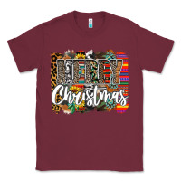 Burgundy Western Merry Christmas Classic Tee - CowhideDigitalArt