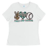 White peace love baseball Ladies Tee - CowhideDigitalArt