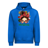 Cobalt Christmas Messy Bun With Gingerbread Man Urban Hoodie - BundleAndBundleShop