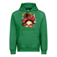 Emerald Christmas Messy Bun With Gingerbread Man Urban Hoodie - BundleAndBundleShop