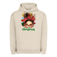 Pigment French Oak Christmas Messy Bun With Gingerbread Man Urban Hoodie - BundleAndBundleShop