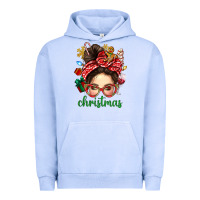 Pigment Grape Ice Christmas Messy Bun With Gingerbread Man Urban Hoodie - BundleAndBundleShop