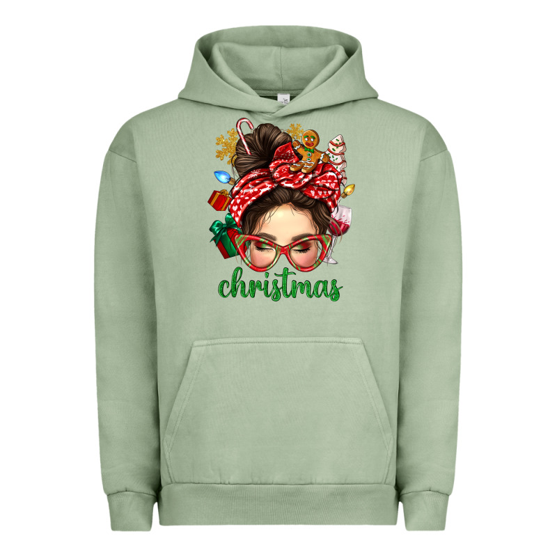 Christmas Messy Bun With Gingerbread Man Urban Hoodie by BundleAndBundleShop | Teevron