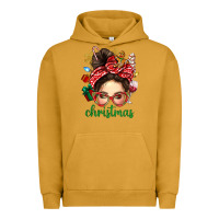 Pigment Peanut Butter Christmas Messy Bun With Gingerbread Man Urban Hoodie - BundleAndBundleShop
