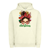 Pigment Pistachio Christmas Messy Bun With Gingerbread Man Urban Hoodie - BundleAndBundleShop