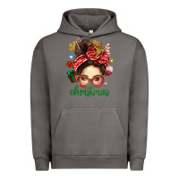 Pigment Tornado Christmas Messy Bun With Gingerbread Man Urban Hoodie - BundleAndBundleShop