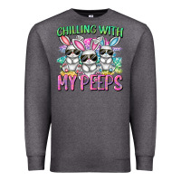 Charcoal Heather chilling with my peeps easter bunnies cowgirl cowg Premium Sweatshirt - CowGirlArtShop