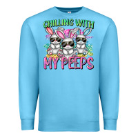 Ocean Blue chilling with my peeps easter bunnies cowgirl cowg Premium Sweatshirt - CowGirlArtShop