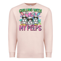 Pale Pink chilling with my peeps easter bunnies cowgirl cowg Premium Sweatshirt - CowGirlArtShop