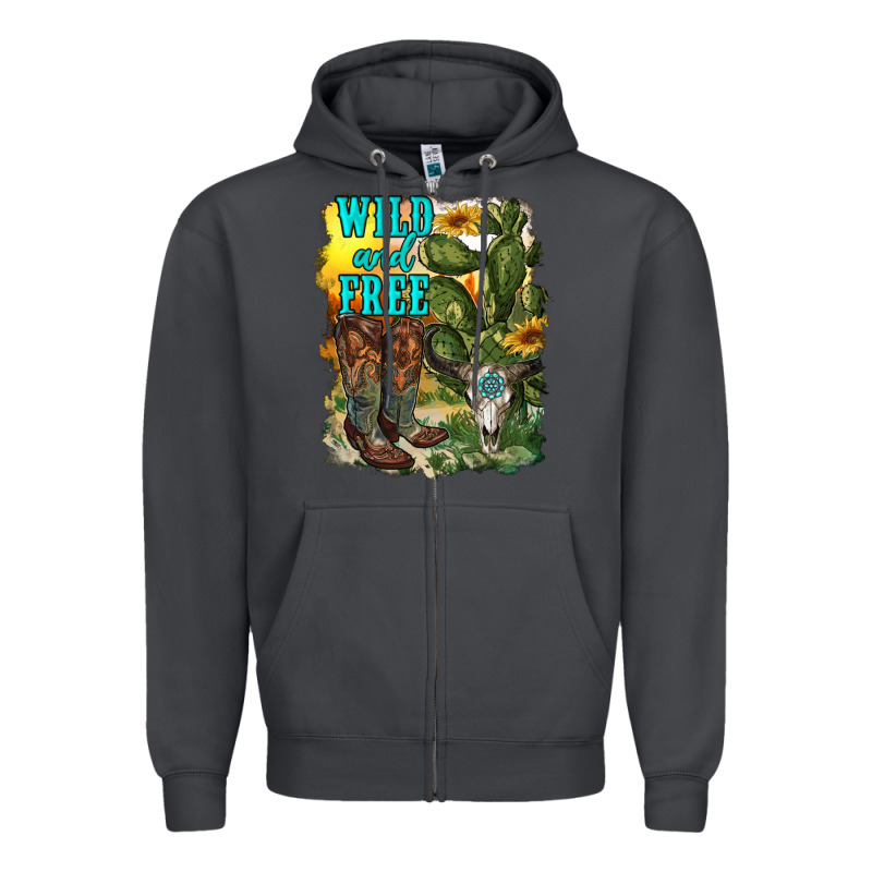 Wild And Free Cowgirl Boots Zipper Hoodie by RanaPortraitStore | Teevron
