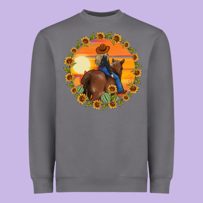 Cowgirl Sunflower Heavyweight Sweatshirt Designed By Maliassmallbusiness