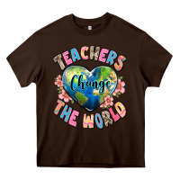 Chocolate Brown teachers change the world Heavy Core Tee - JahusDesignShop