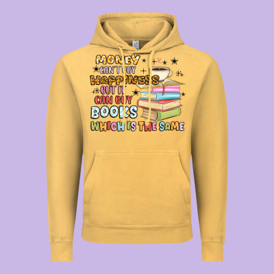 Money Can't Buy Happiness But It Can Buy Books Vintage Hoodie Designed By Maliassmallbusiness
