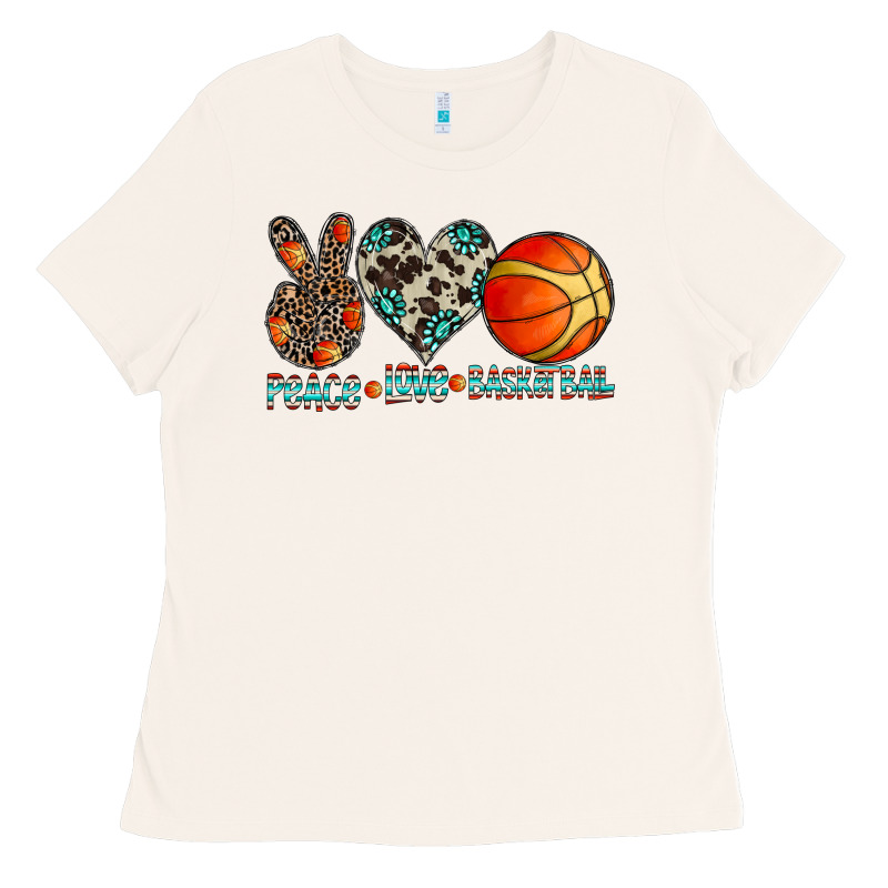 Peace Love Basketball Ladies Tee by CowhideDigitalArt | Teevron