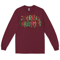 Burgundy merry christmas Long Sleeve Tee - MaliasSmallBusiness