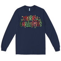 Navy merry christmas Long Sleeve Tee - MaliasSmallBusiness