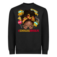Black school bus driver life afro messy bun Heavyweight Sweatshirt - NancyCooperArtShop