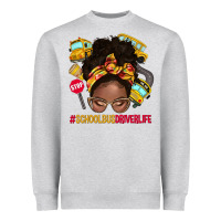 Heather Grey school bus driver life afro messy bun Heavyweight Sweatshirt - NancyCooperArtShop