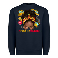 Navy school bus driver life afro messy bun Heavyweight Sweatshirt - NancyCooperArtShop