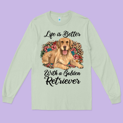 Life Is Better With A Golden Retriever Long Sleeve Tee Designed By Jahusdesignshop