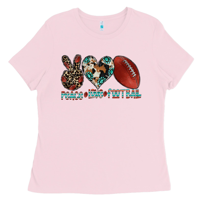 Peace Love Football Ladies Tee by CowhideDigitalArt | Teevron