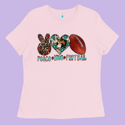 Peace Love Football Ladies Tee Designed By Cowhidedigitalart