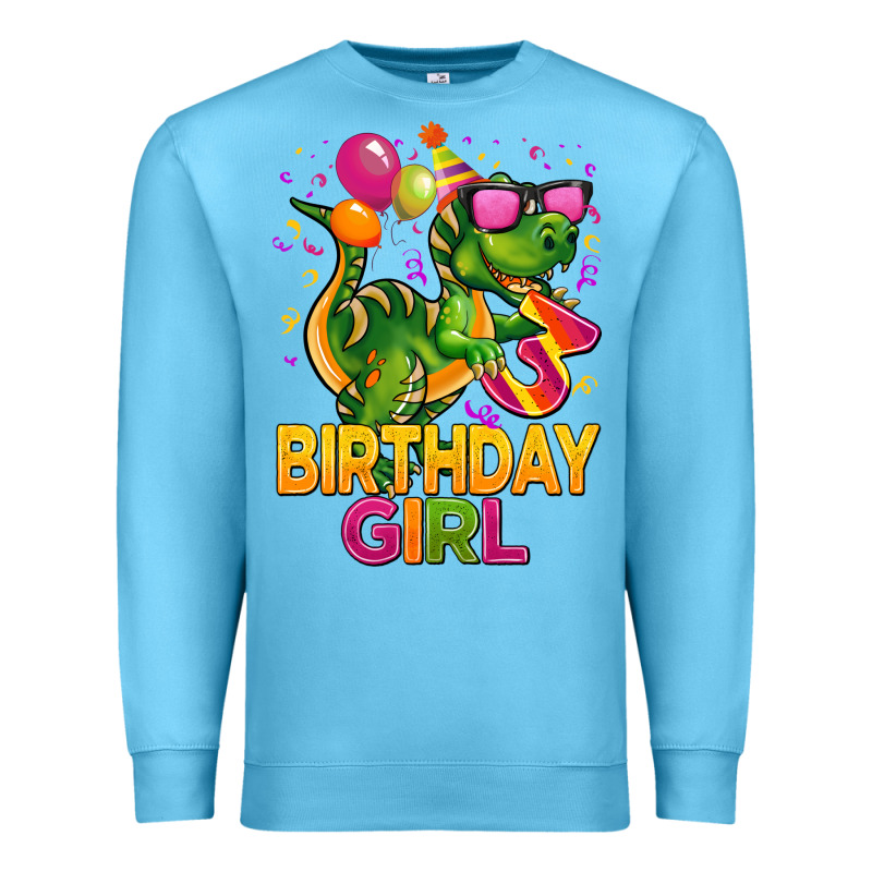 3rd Birthday Girl T Rex Pink Premium Sweatshirt by CowGirlArtShop | Teevron