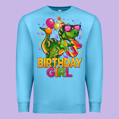 3rd Birthday Girl T Rex Pink Premium Sweatshirt Designed By Cowgirlartshop
