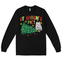 Black it wasn't me! christmas cat Long Sleeve Tee - MaliasSmallBusiness