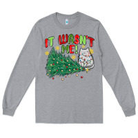 Heather Grey it wasn't me! christmas cat Long Sleeve Tee - MaliasSmallBusiness