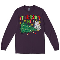 Plum it wasn't me! christmas cat Long Sleeve Tee - MaliasSmallBusiness