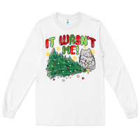 White it wasn't me! christmas cat Long Sleeve Tee - MaliasSmallBusiness