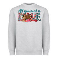 Heather Grey all you need is love Heavyweight Sweatshirt - NancyCooperArtShop