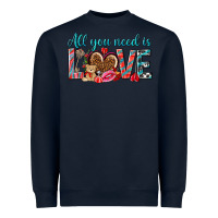 Navy all you need is love Heavyweight Sweatshirt - NancyCooperArtShop