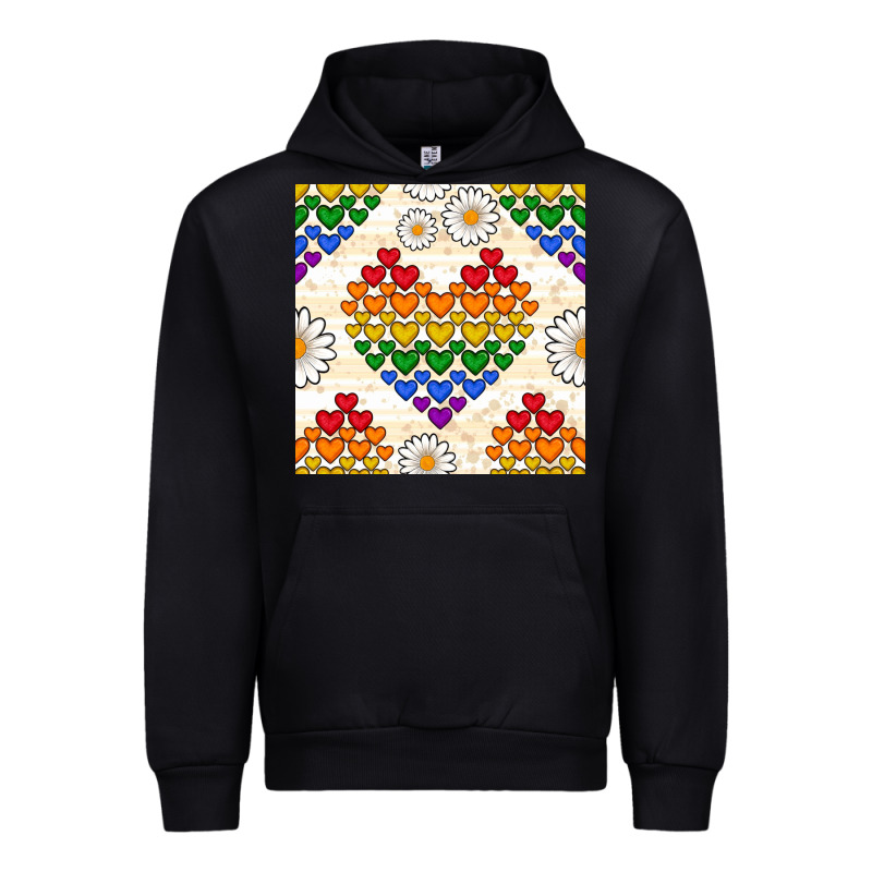 Pride Lgbtq Hearts And Daisy Seamless Pattern Urban Hoodie by BundleAndBundleShop | Teevron