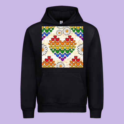 Pride Lgbtq Hearts And Daisy Seamless Pattern Urban Hoodie Designed By Bundleandbundleshop