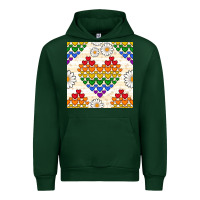 Forest Green Pride lgbtq hearts and daisy seamless pattern Urban Hoodie - BundleAndBundleShop