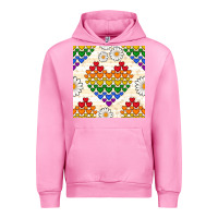 Fuchsia Pink Pride lgbtq hearts and daisy seamless pattern Urban Hoodie - BundleAndBundleShop