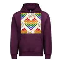 Mauve Wine Pride lgbtq hearts and daisy seamless pattern Urban Hoodie - BundleAndBundleShop